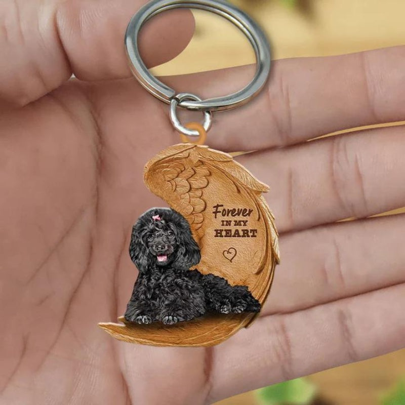 Black Toy Poodle Forever In My Heart Acrylic Keychain FK008-Jolura