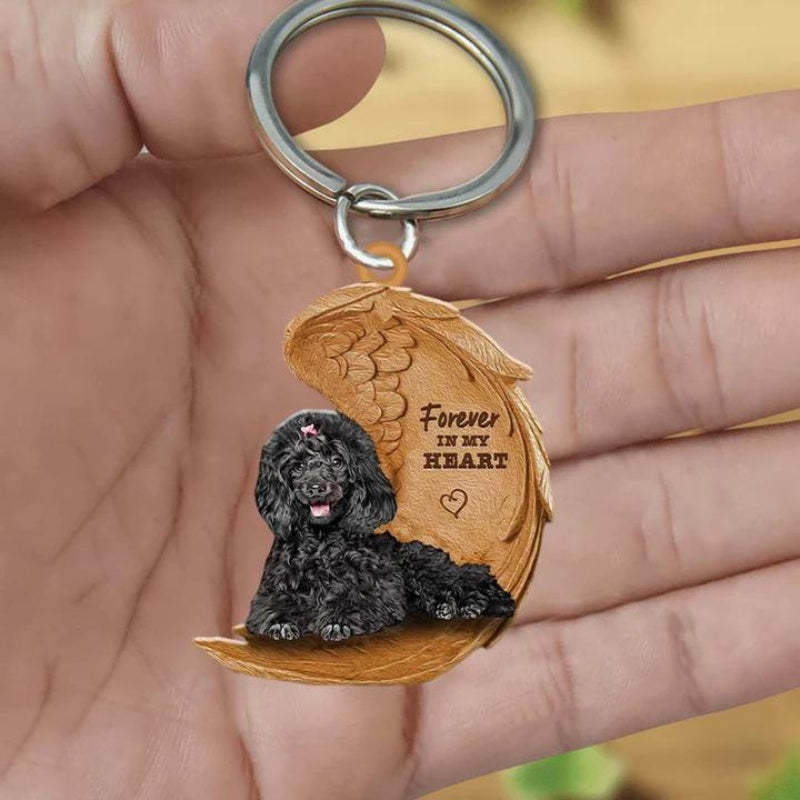 Black Toy Poodle Forever In My Heart Acrylic Keychain FK008-Jolura