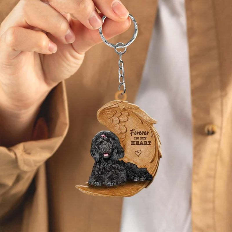 Black Toy Poodle Forever In My Heart Acrylic Keychain FK008-Jolura