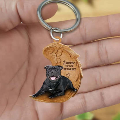 Black Staffordshire Bull Terrier Forever In My Heart Acrylic Keychain FK011-Jolura