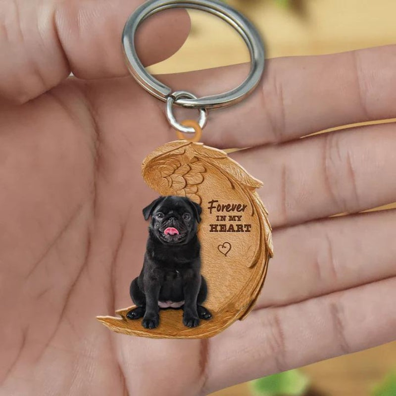 Black Pug Forever In My Heart Acrylic Keychain FK021-Jolura