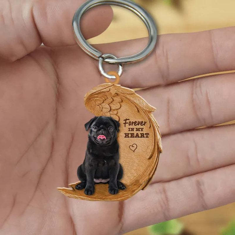 Black Pug Forever In My Heart Acrylic Keychain FK021-Jolura