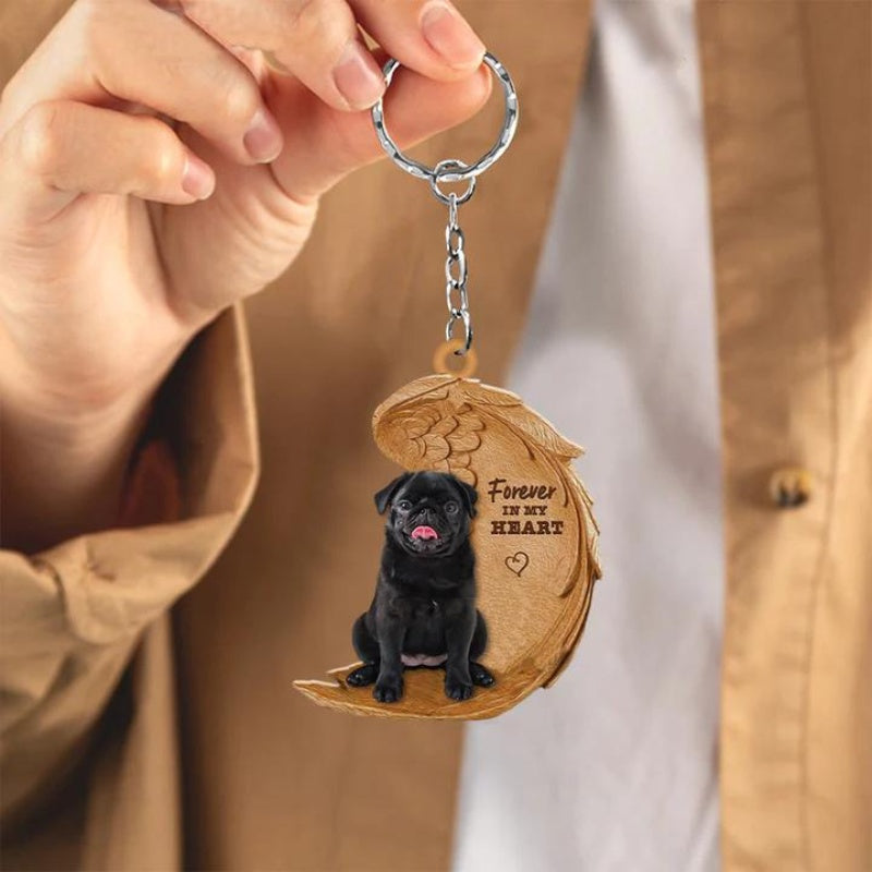 Black Pug Forever In My Heart Acrylic Keychain FK021-Jolura