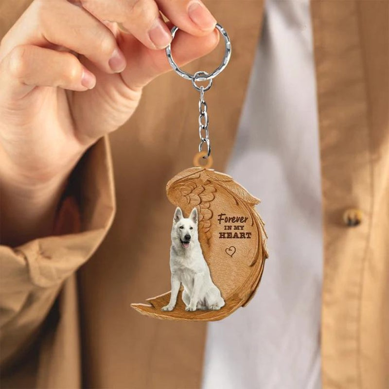 White German Shepherd Forever In My Heart Acrylic Keychain FK033-Jolura