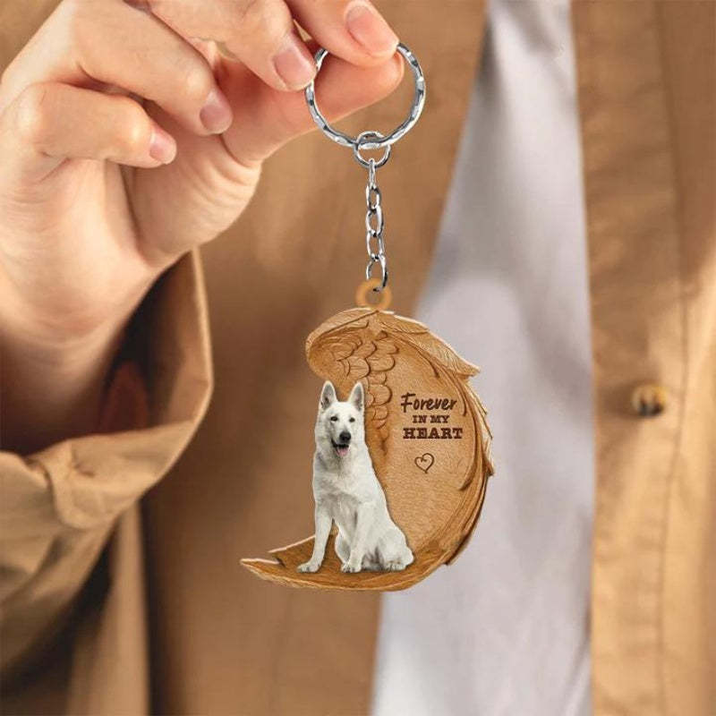 White German Shepherd Forever In My Heart Acrylic Keychain FK033-Jolura