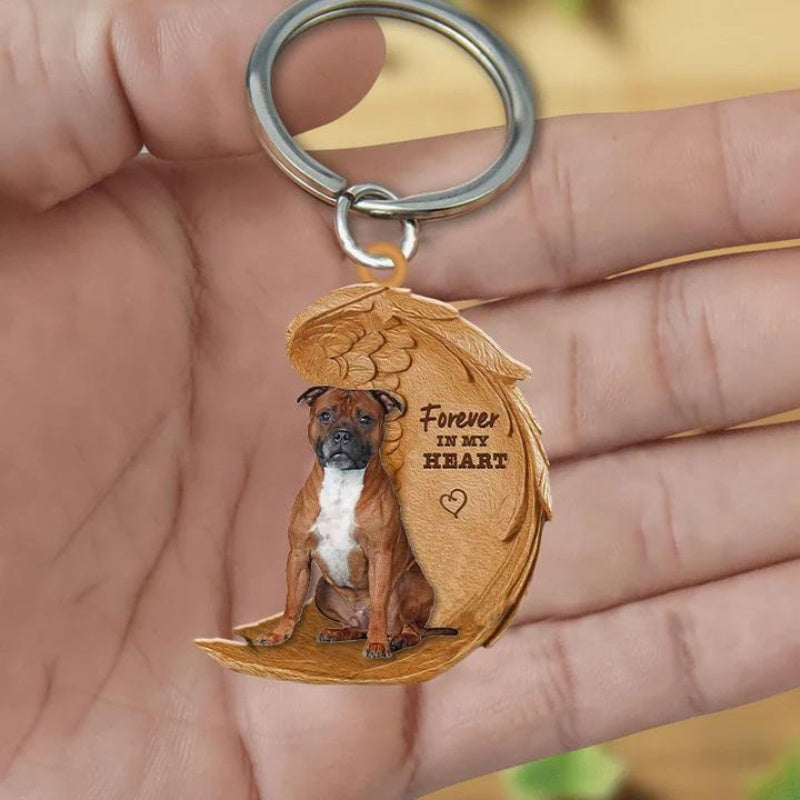 Stafford Shire Bull Terrier Forever In My Heart Acrylic Keychain FK057-Jolura