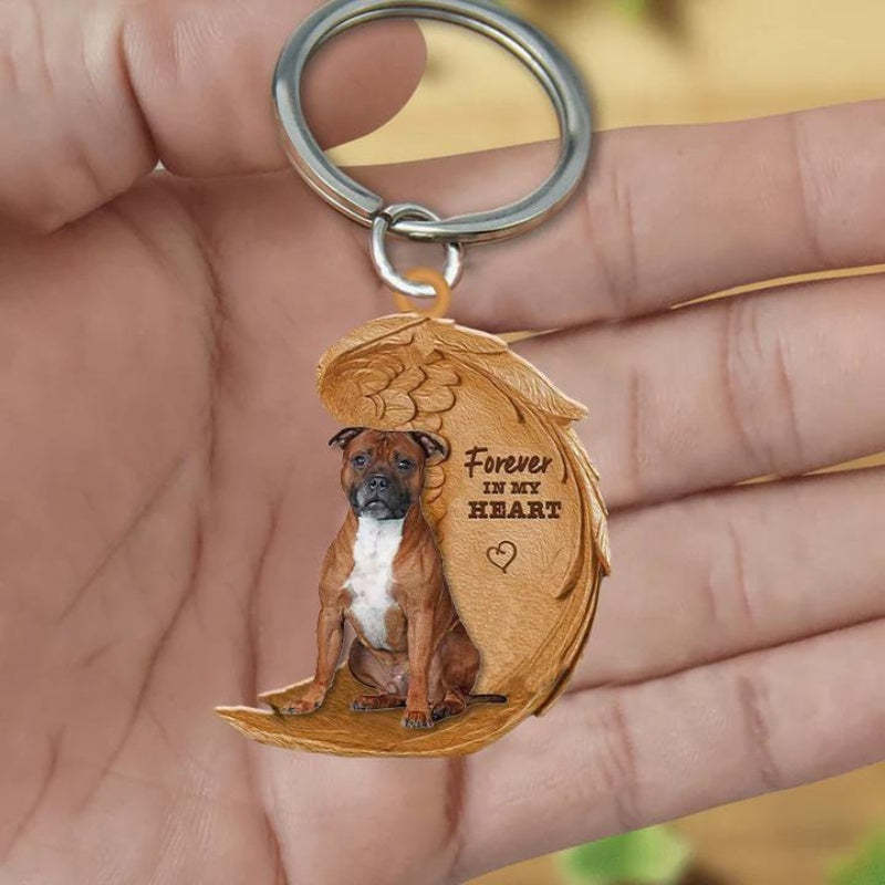 Stafford Shire Bull Terrier Forever In My Heart Acrylic Keychain FK057-Jolura
