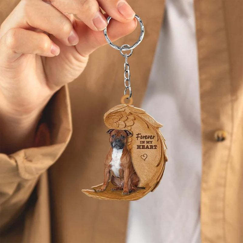Stafford Shire Bull Terrier Forever In My Heart Acrylic Keychain FK057-Jolura