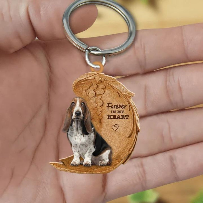 Basset Hound Forever In My Heart Acrylic Keychain FK064-Jolura