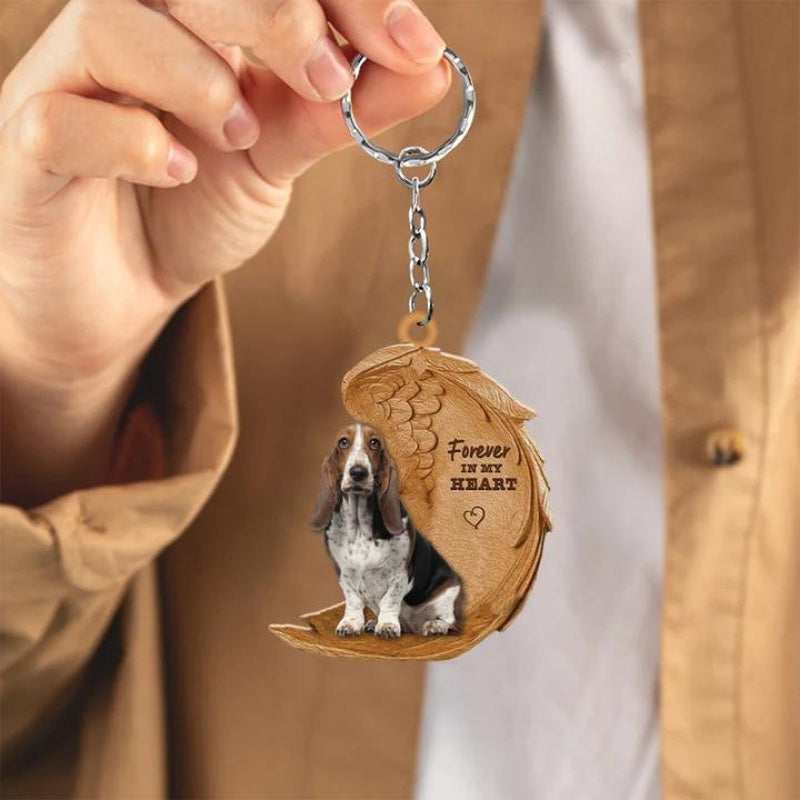 Basset Hound Forever In My Heart Acrylic Keychain FK064-Jolura