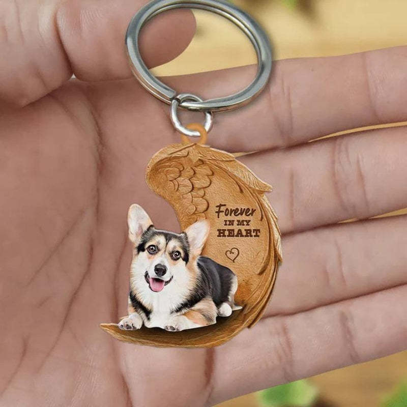 Tricolor Corgi Forever In My Heart Acrylic Keychain FK084-Jolura