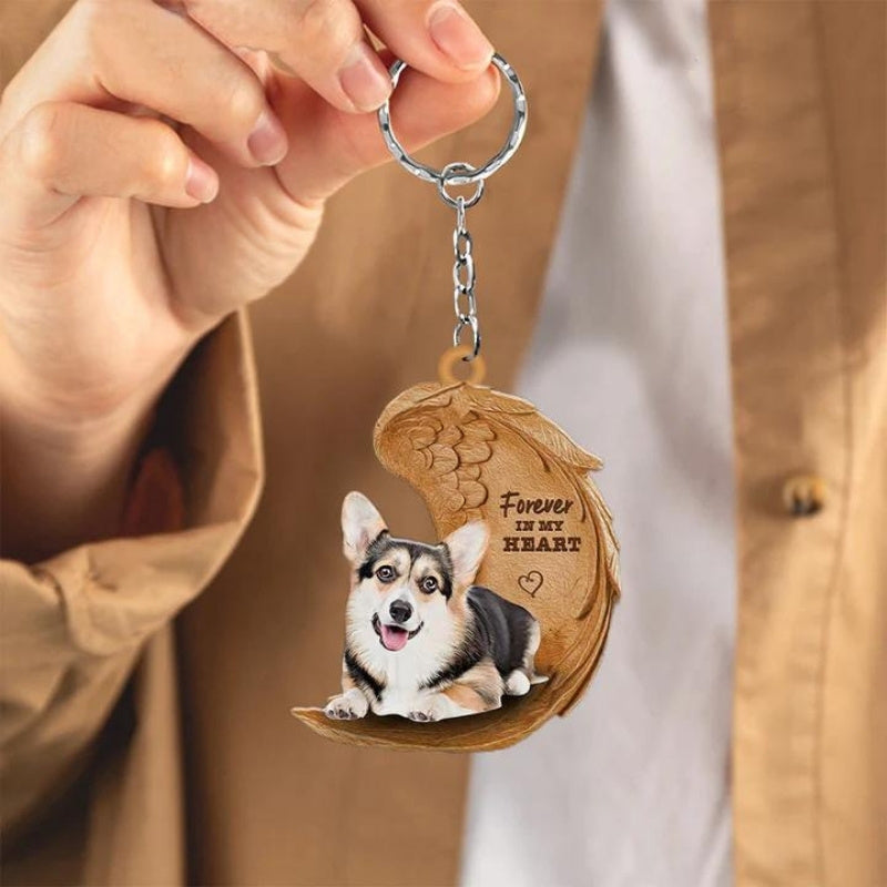 Tricolor Corgi Forever In My Heart Acrylic Keychain FK084-Jolura