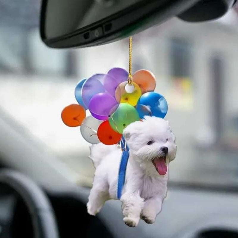 Maltese Fly With Bubbles Car Hanging Ornament BC010-Jolura