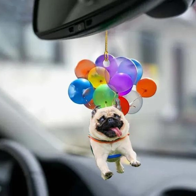 Pug Fly With Bubbles Car Hanging Ornament BC013-Jolura