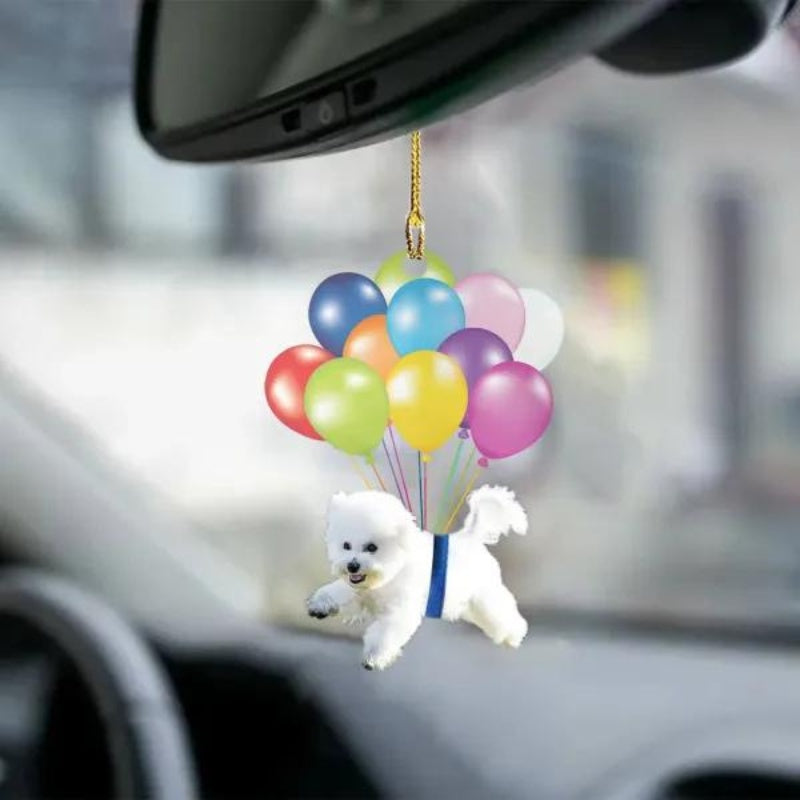 Bichon Frise Fly With Bubbles Car Hanging Ornament BC019-Jolura