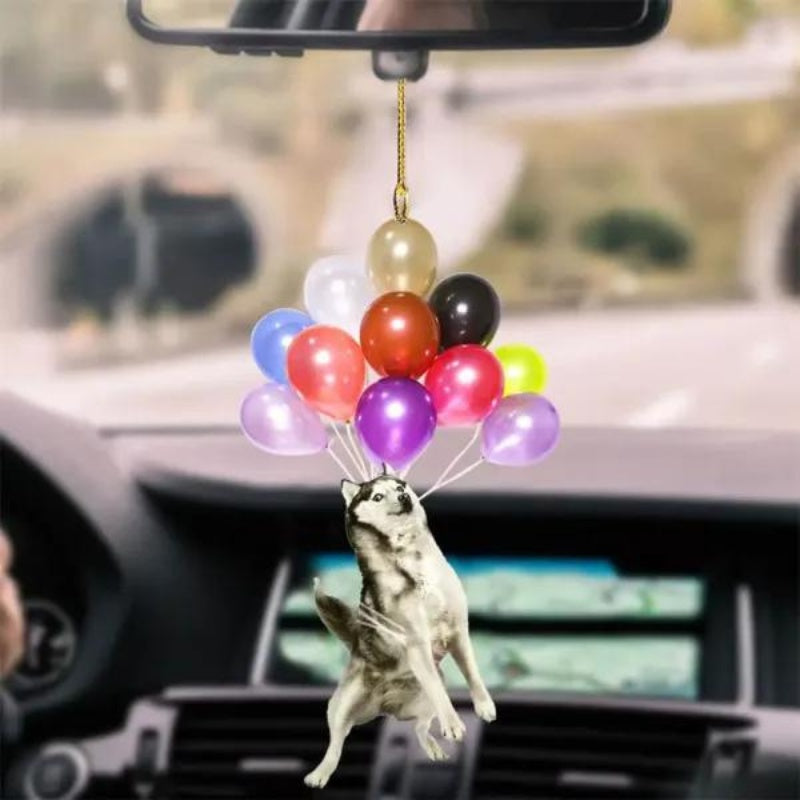 Husky Fly With Bubbles Car Hanging Ornament BC027-Jolura
