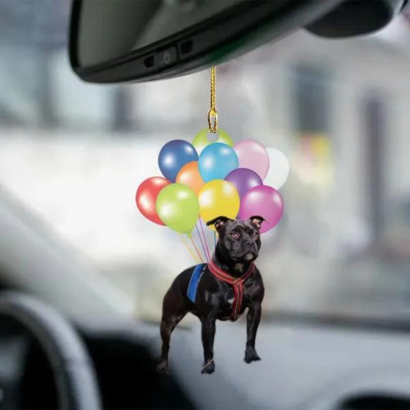 Staffordshire Bull Terrier Fly With Bubbles Car Hanging Ornament BC042-Jolura