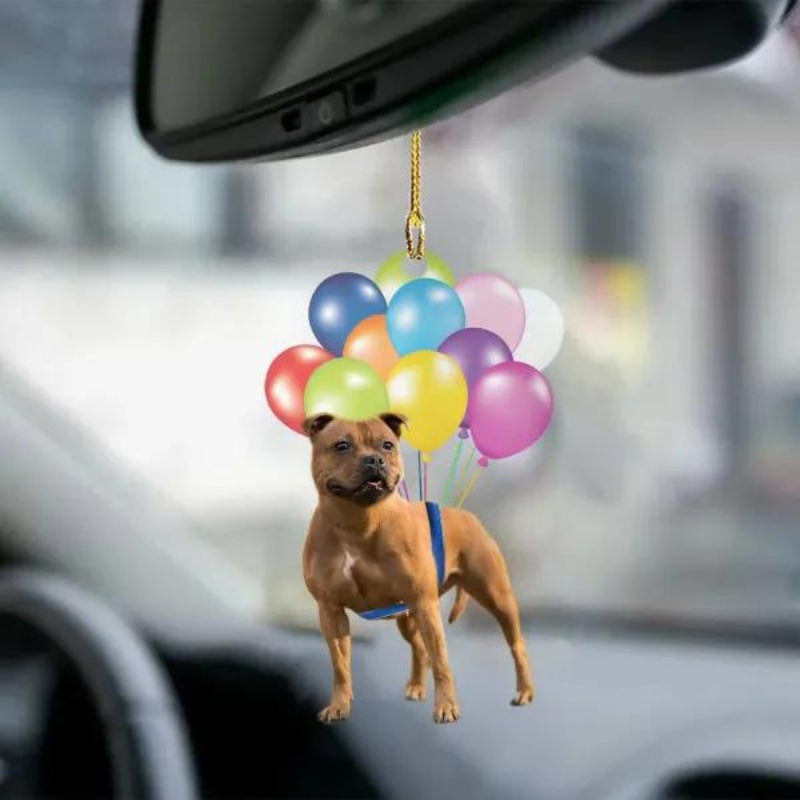 Staffordshire Bull Terrier Fly With Bubbles Car Hanging Ornament BC050-Jolura