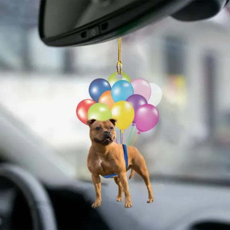 Staffordshire Bull Terrier Fly With Bubbles Car Hanging Ornament BC050-Jolura