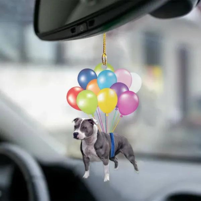 Staffordshire Bull Terrier Fly With Bubbles Car Hanging Ornament BC052-Jolura