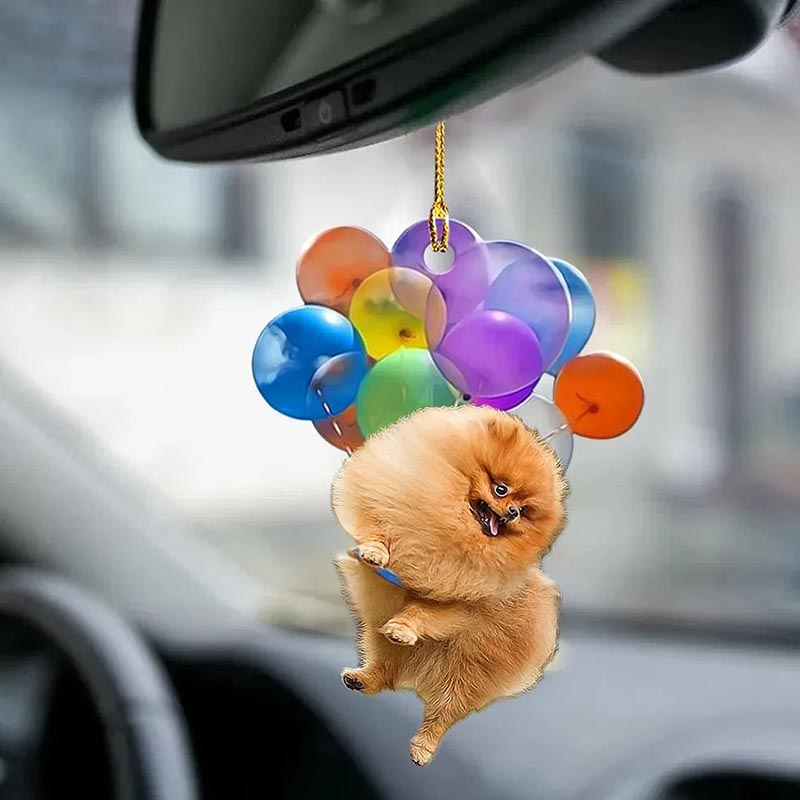 Pomeranian Dog Fly With Bubbles Car Hanging Ornament BC063-Jolura