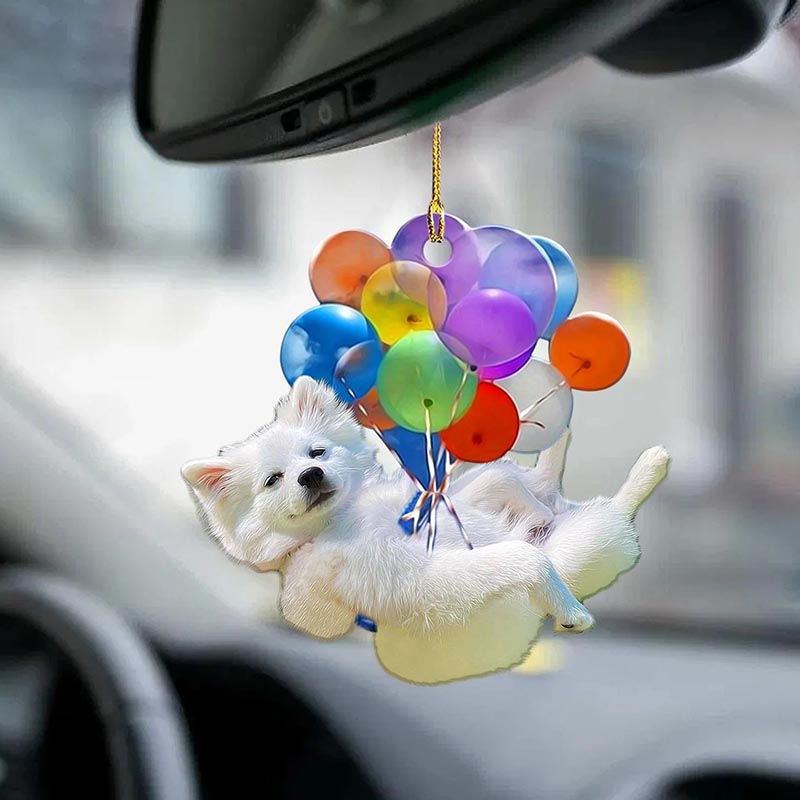 American Eskimo Dog Fly With Bubbles Car Hanging Ornament BC082-Jolura