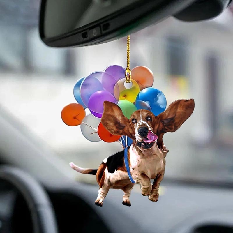 Basset Hound Fly With Bubbles Car Hanging Ornament BC084-Jolura