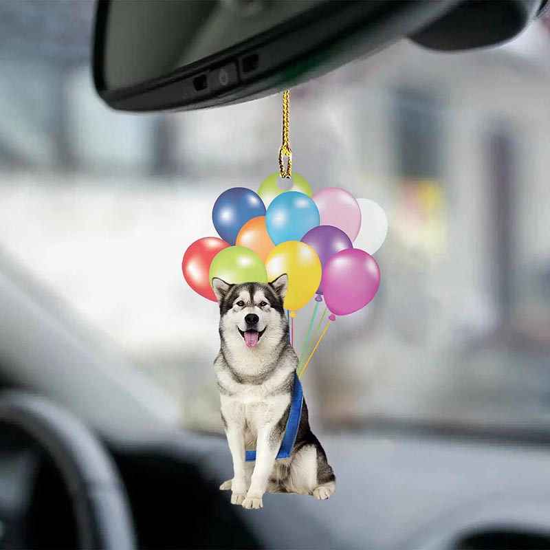 Alaskan Malamute Dog Fly With Bubbles Car Hanging Ornament BC090-Jolura