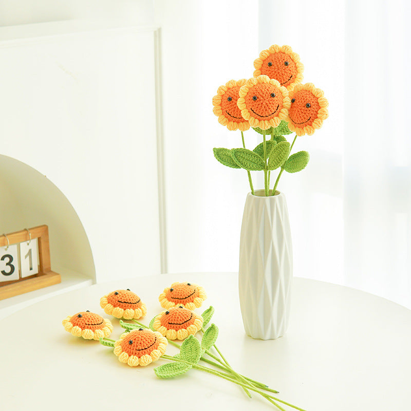 Handmade Knitted Décor Gift - Sunflower with Smiling-Jolura