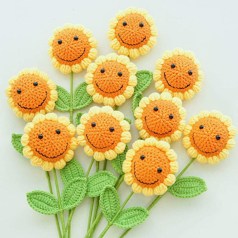Handmade Knitted Décor Gift - Sunflower with Smiling-Jolura