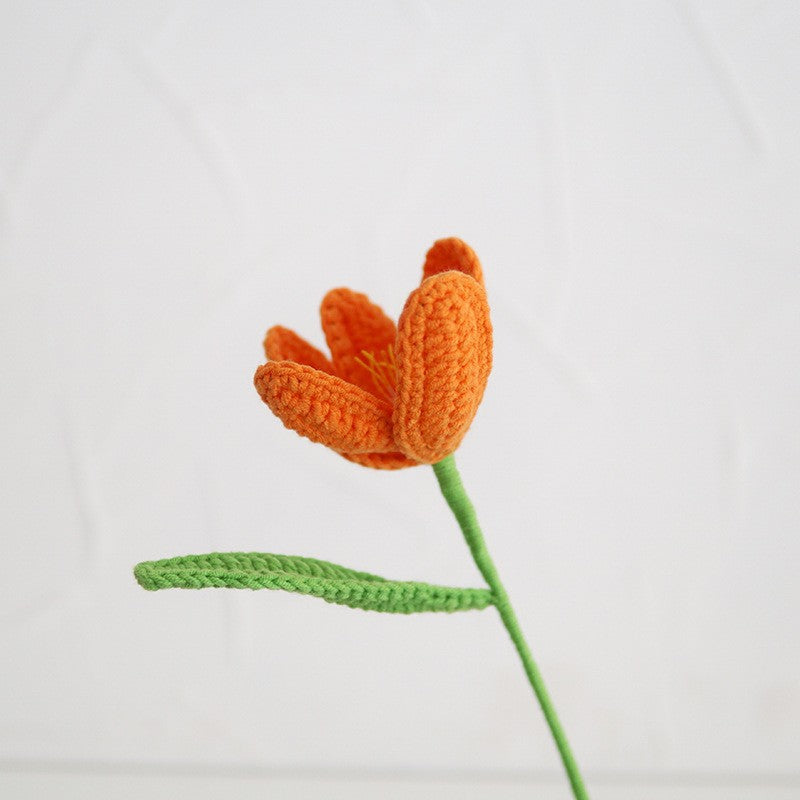 Handmade Knitted Décor Gift - Blooming tulip - Orange-Jolura