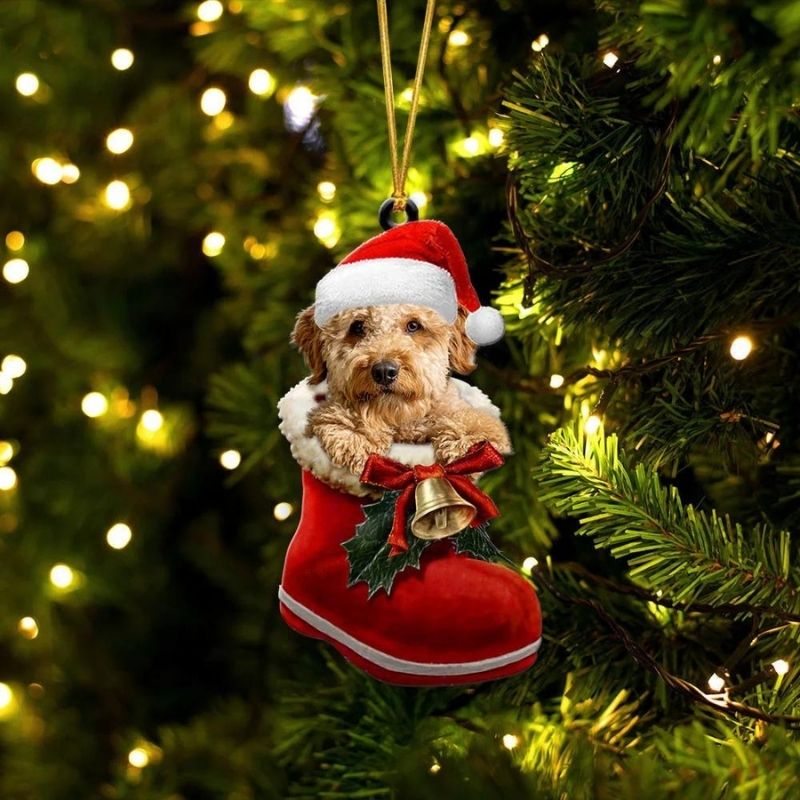 Goldendoodle In Santa Boot Christmas Hanging Ornament SB003-Jolura