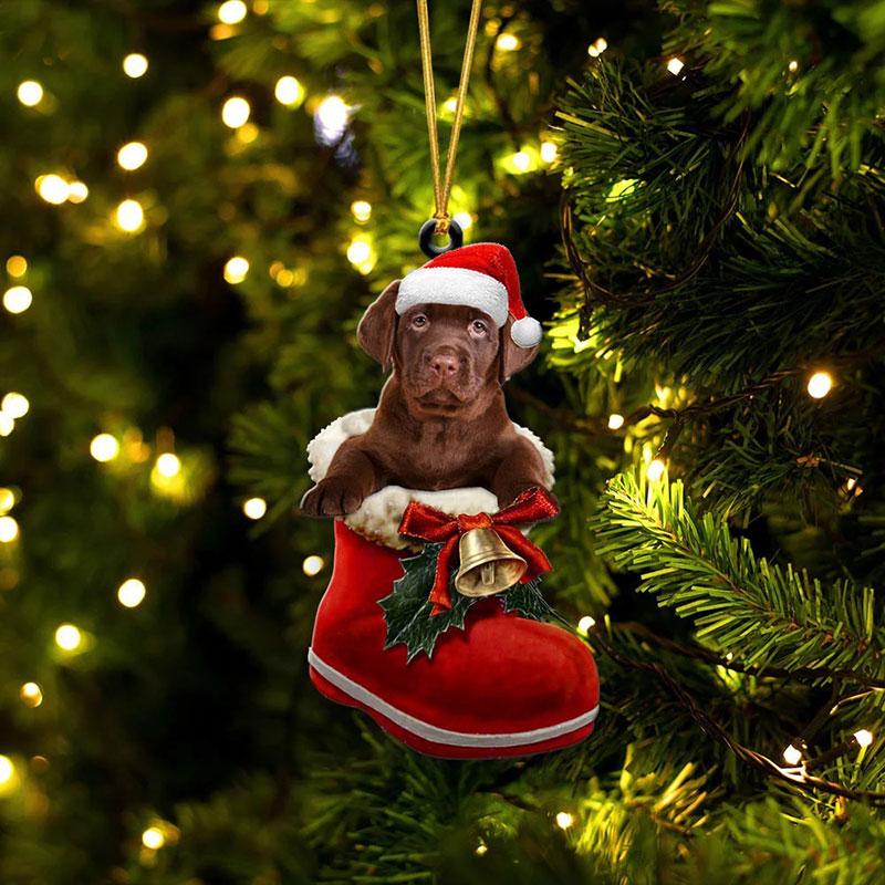 Labrador Retriever In Santa Boot Christmas Hanging Ornament SB011-Jolura