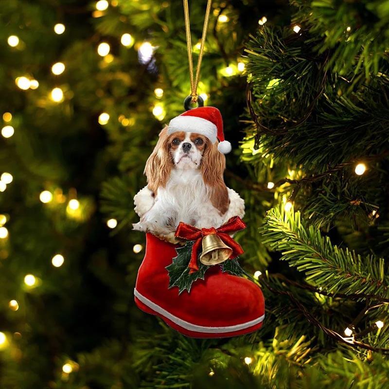 Cavalier King Charles Spaniel In Santa Boot Christmas Hanging Ornament SB015-Jolura