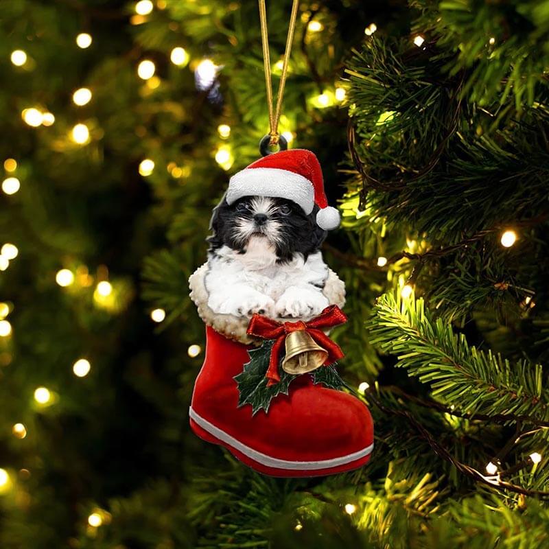 Shih Tzu In Santa Boot Christmas Hanging Ornament SB018-Jolura