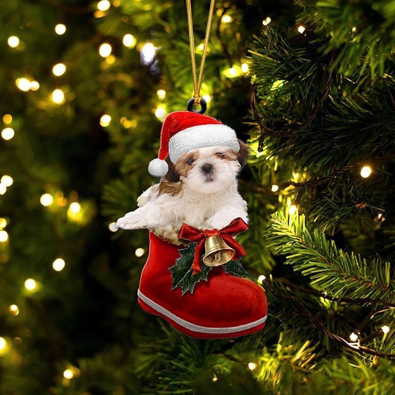 Shih Tzu In Santa Boot Christmas Hanging Ornament SB021-Jolura