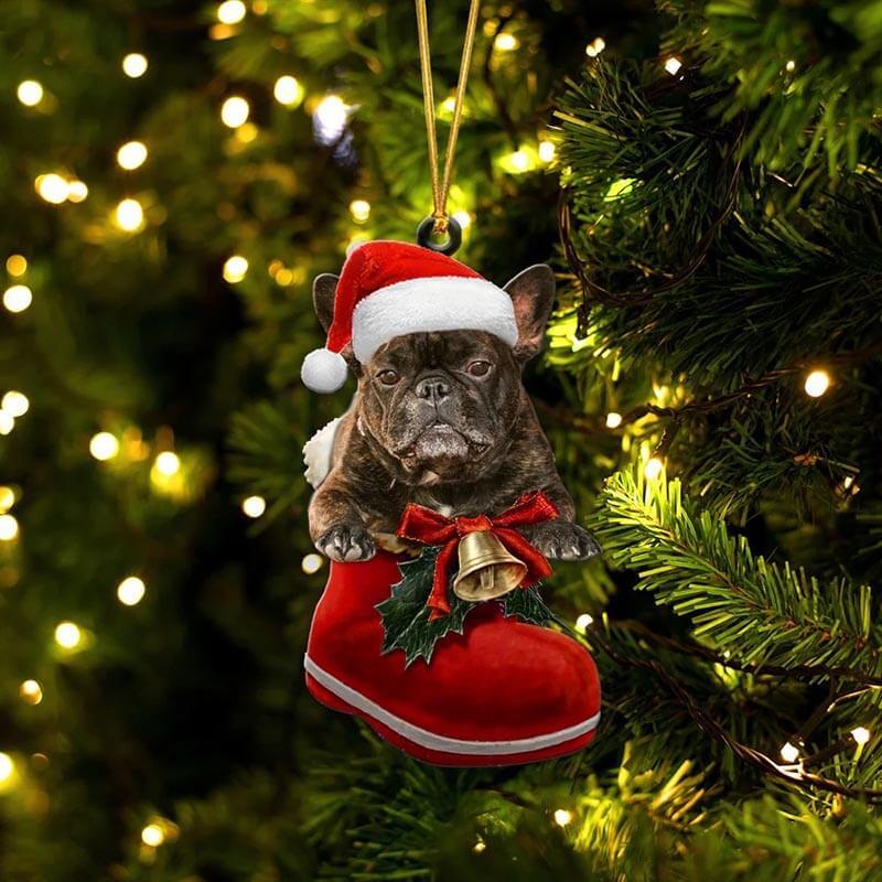 French Bulldog In Santa Boot Christmas Hanging Ornament SB024-Jolura