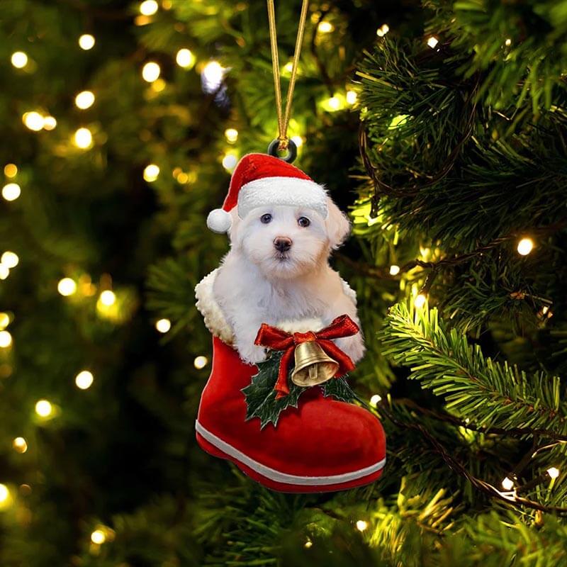 Coton De Tulear In Santa Boot Christmas Hanging Ornament SB026-Jolura