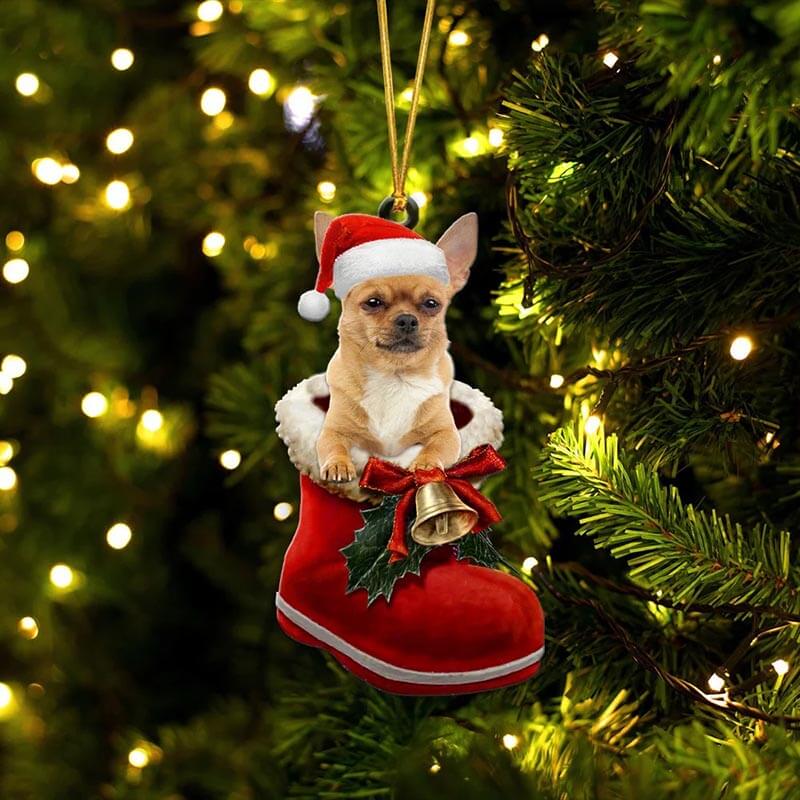 Chihuahua In Santa Boot Christmas Hanging Ornament SB028-Jolura