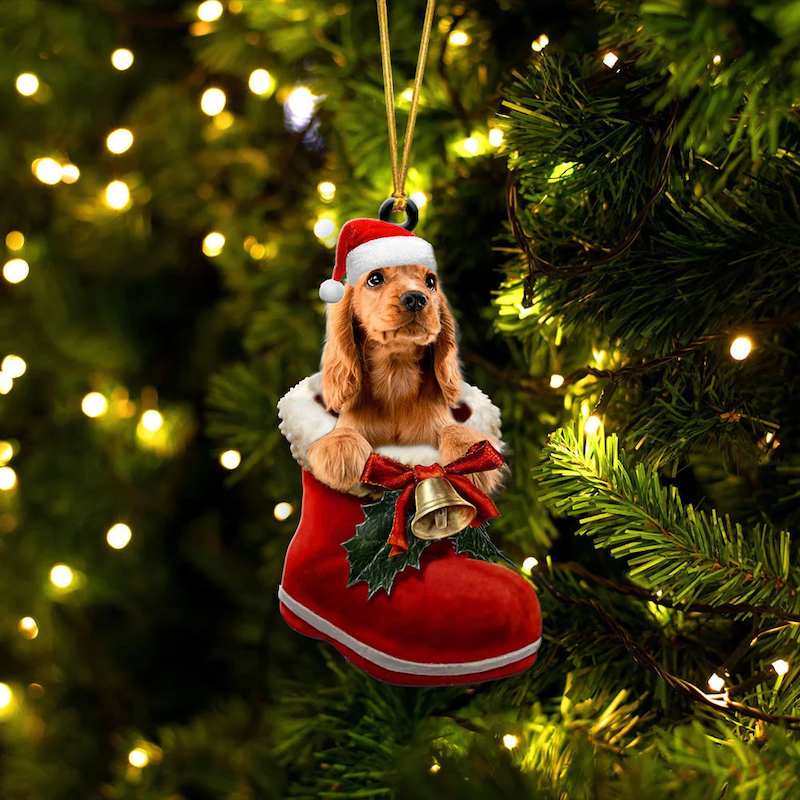 Cocker Spaniel In Santa Boot Christmas Hanging Ornament SB032-Jolura