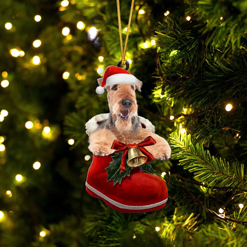 Airedale Terrier In Santa Boot Christmas Hanging Ornament SB034-Jolura