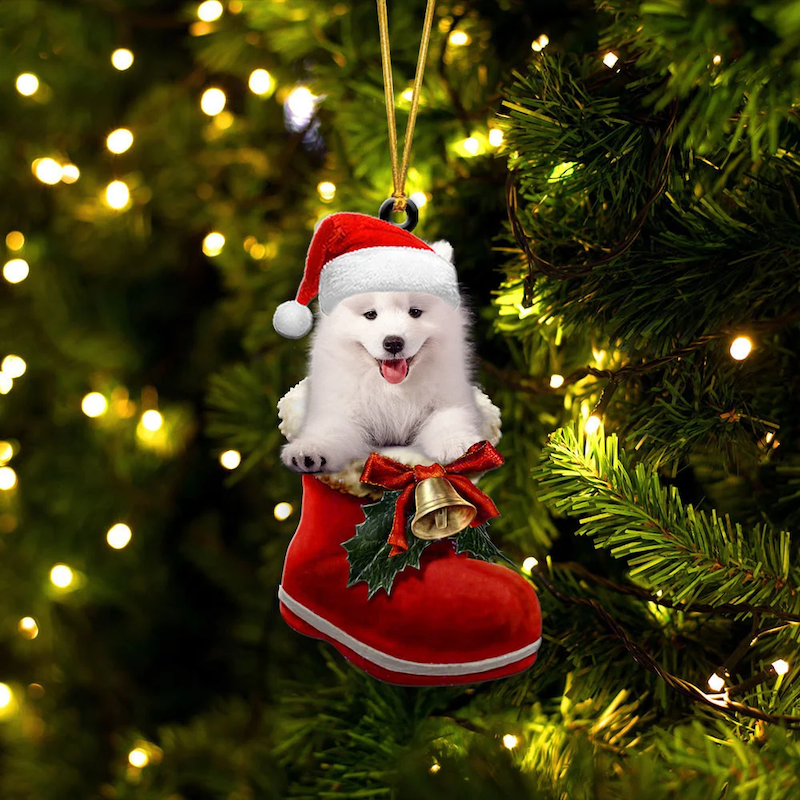 Samoyed In Santa Boot Christmas Hanging Ornament SB037-Jolura