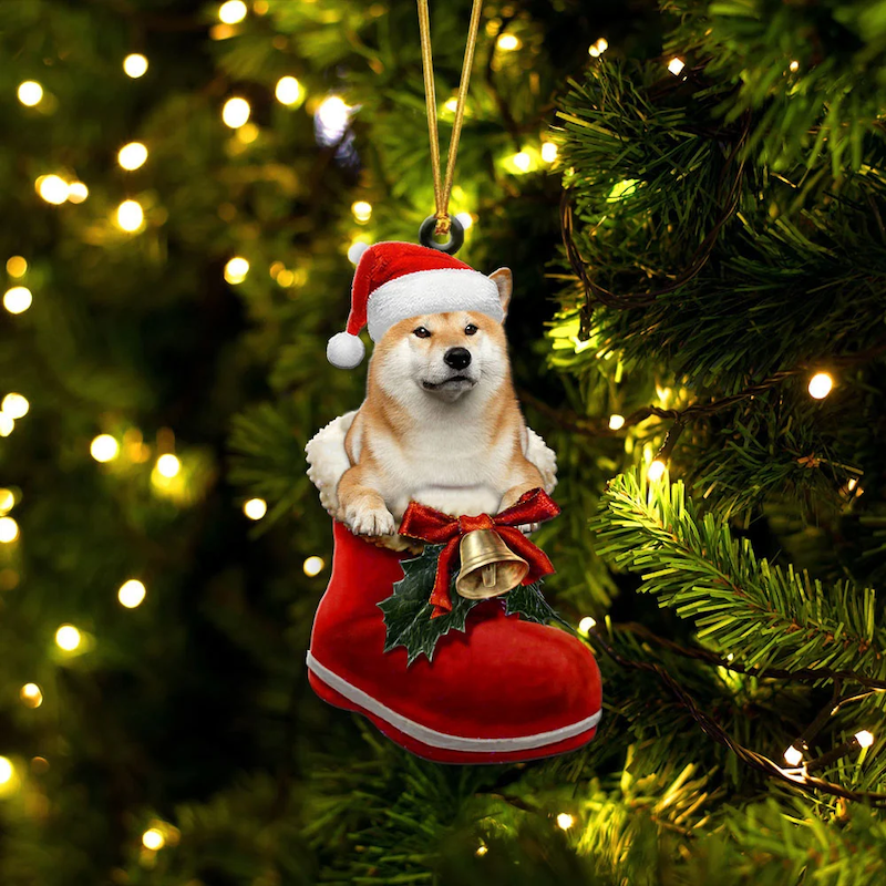 Shiba Inu In Santa Boot Christmas Hanging Ornament SB040-Jolura