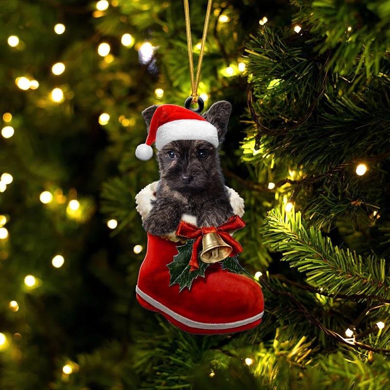 Cairn Terrier In Santa Boot Christmas Hanging Ornament SB043-Jolura
