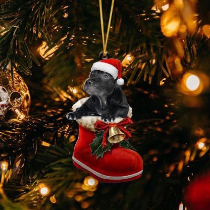 Black Pitbull In Santa Boot Christmas Hanging Ornament SB051-Jolura
