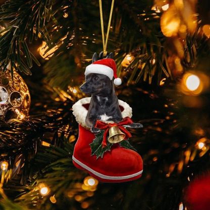 Black Chihuahua In Santa Boot Christmas Hanging Ornament SB058-Jolura