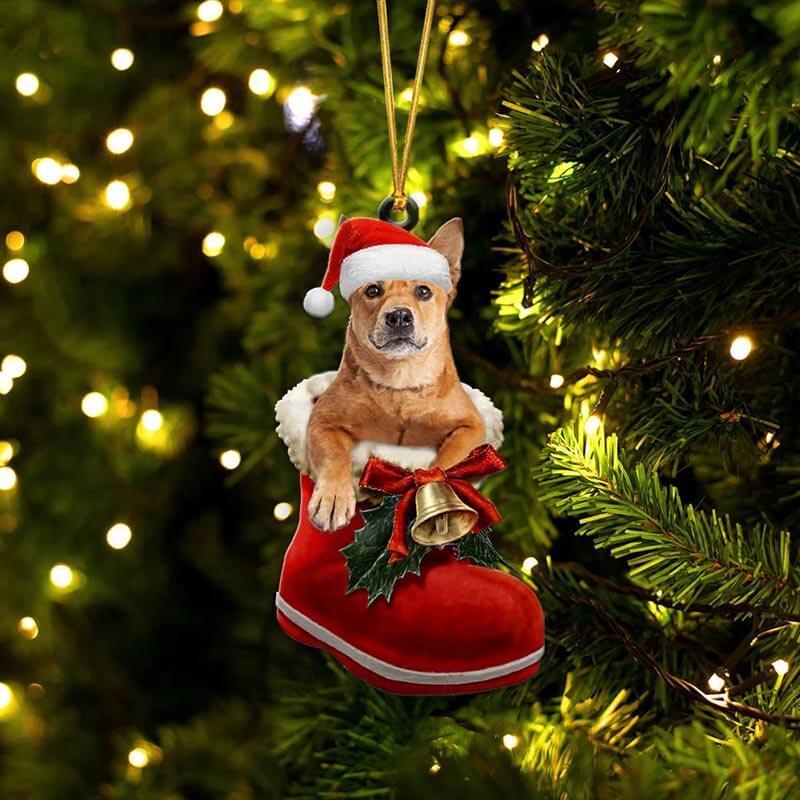 Carolina Dog In Santa Boot Christmas Hanging Ornament SB059-Jolura