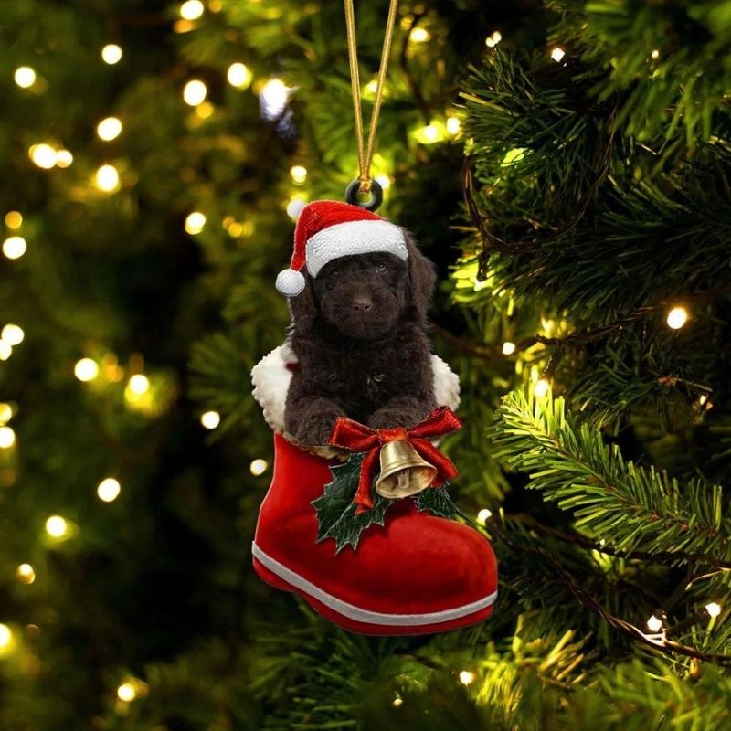 Goldendoodle chocolate In Santa Boot Christmas Hanging Ornament SB066-Jolura