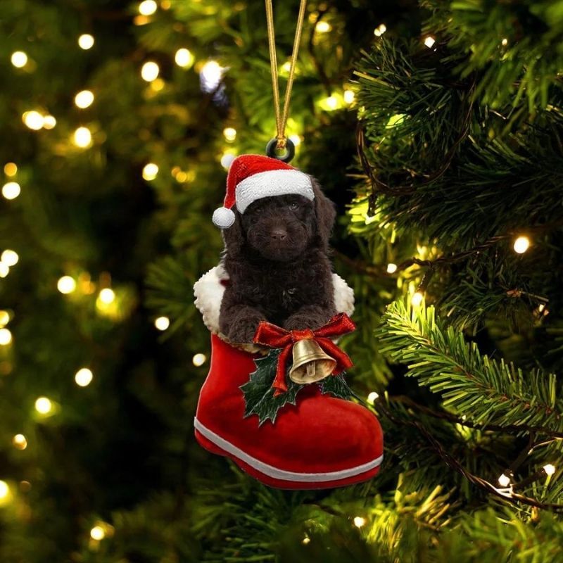 Goldendoodle chocolate In Santa Boot Christmas Hanging Ornament SB066-Jolura