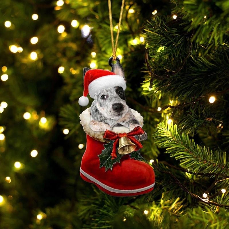 Australian Cattle Dog In Santa Boot Christmas Hanging Ornament SB068-Jolura